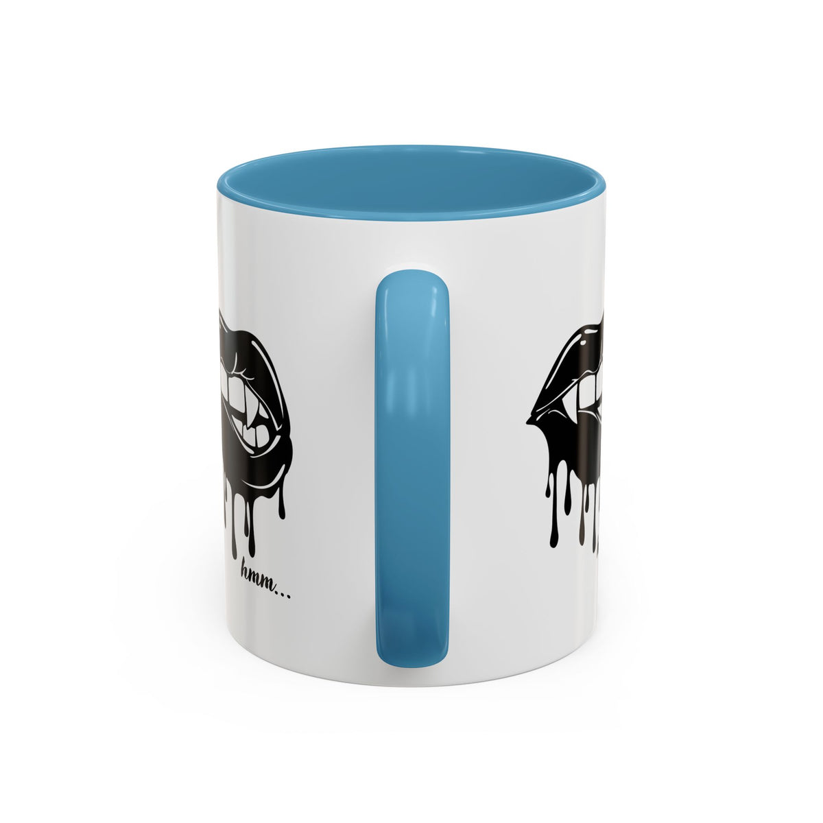 Black Dripping Bite Coffee Mug by Printify, 11oz or 15oz ceramic mug with dripping design and black accent.