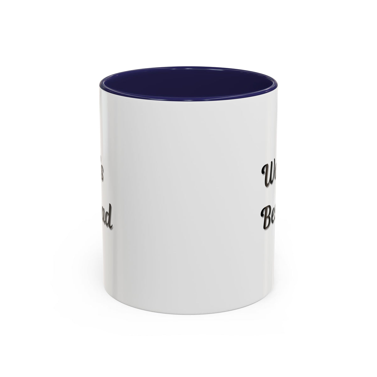 Black trim "World's Best Dad" accent coffee mug by Printify, 11oz or 15oz size, featuring bold text and a classic design.
