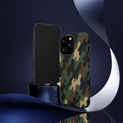 Camouflage tough phone case by Printify with rugged camo pattern and protective design for durable smartphone protection.