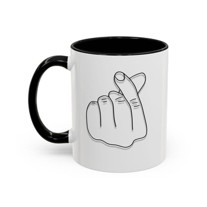 K-Pop Accent Mug - Love Gesture Design (11oz, 15oz), Korean Pop Coffee Cup, K-Pop Lover Gift, Cute Drinkware, Unique Mug
