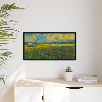 Framed multi-color landscape matte canvas print by Printify showing a vibrant scenic nature scene.