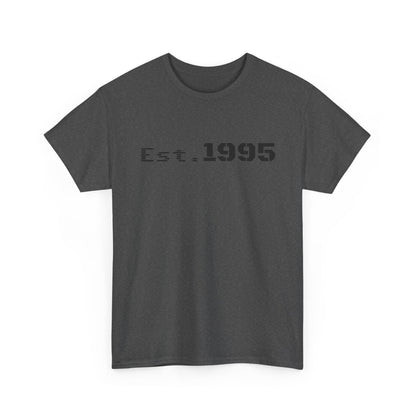 Vintage minimalist "Est. 1995" T-shirt by Printify featuring a retro design celebrating the birth year.