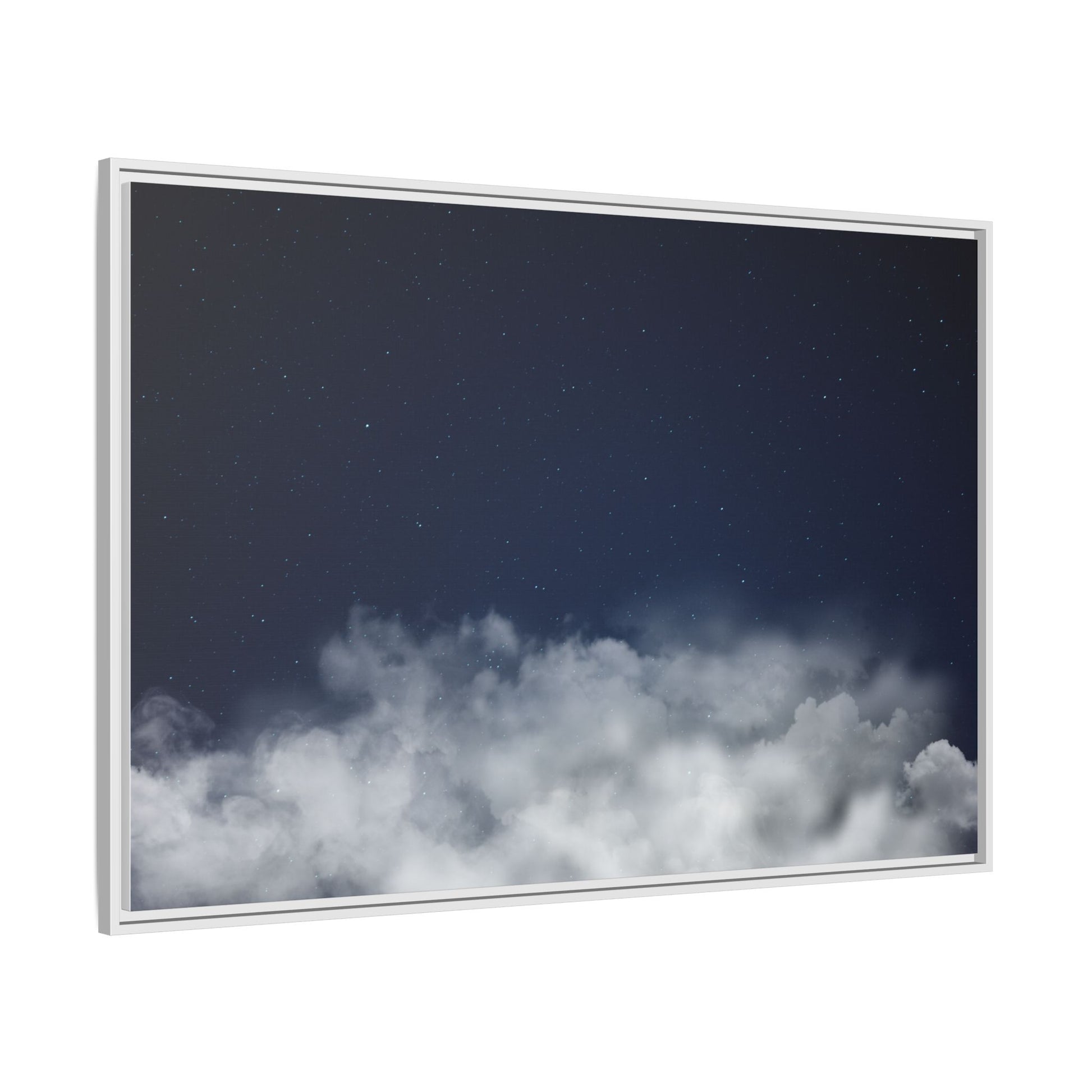 Night Sky Clouds matte canvas wall art by Printify featuring starry night sky and cloud patterns in a framed canvas print.
