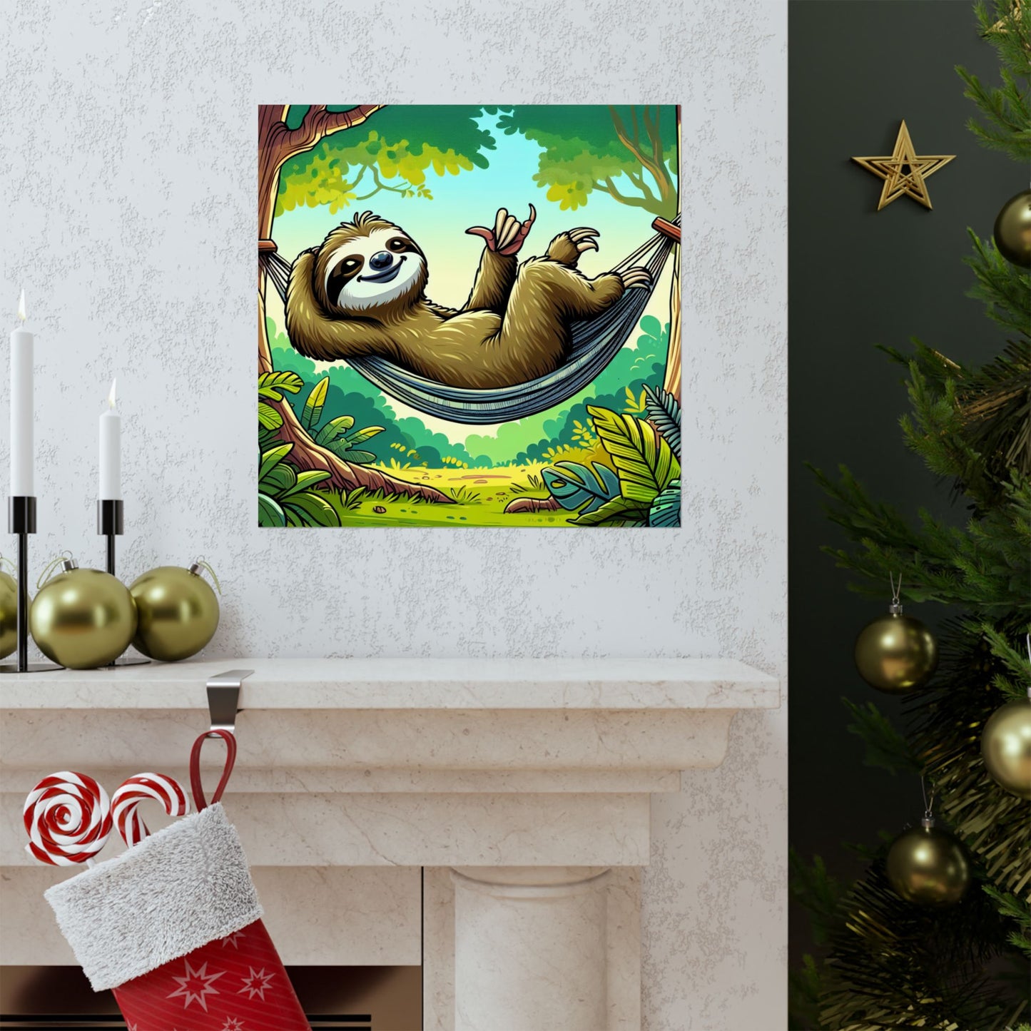 Sloth Hammock Matte Poster — Tropical Relaxation Wall Art