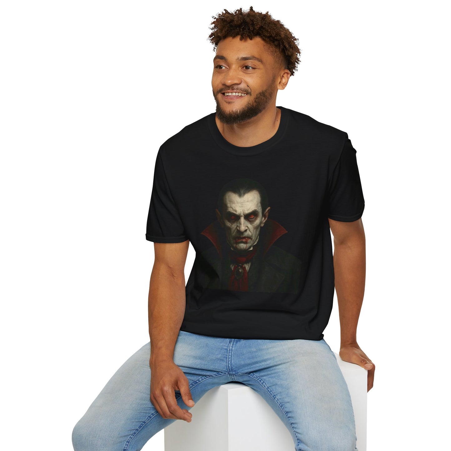 Vampire-Themed Unisex T-Shirt, Casual Apparel for Halloween, Gothic Style Tee, Perfect Gift for Horror Lovers, Spooky Season Fashion