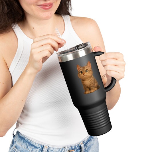 Cute Cat Insulated Travel Mug, Perfect for Pet Lovers, 40oz Coffee Cup, Travel Tumbler, Gift for Cat Lovers, Customizable Mug - product image