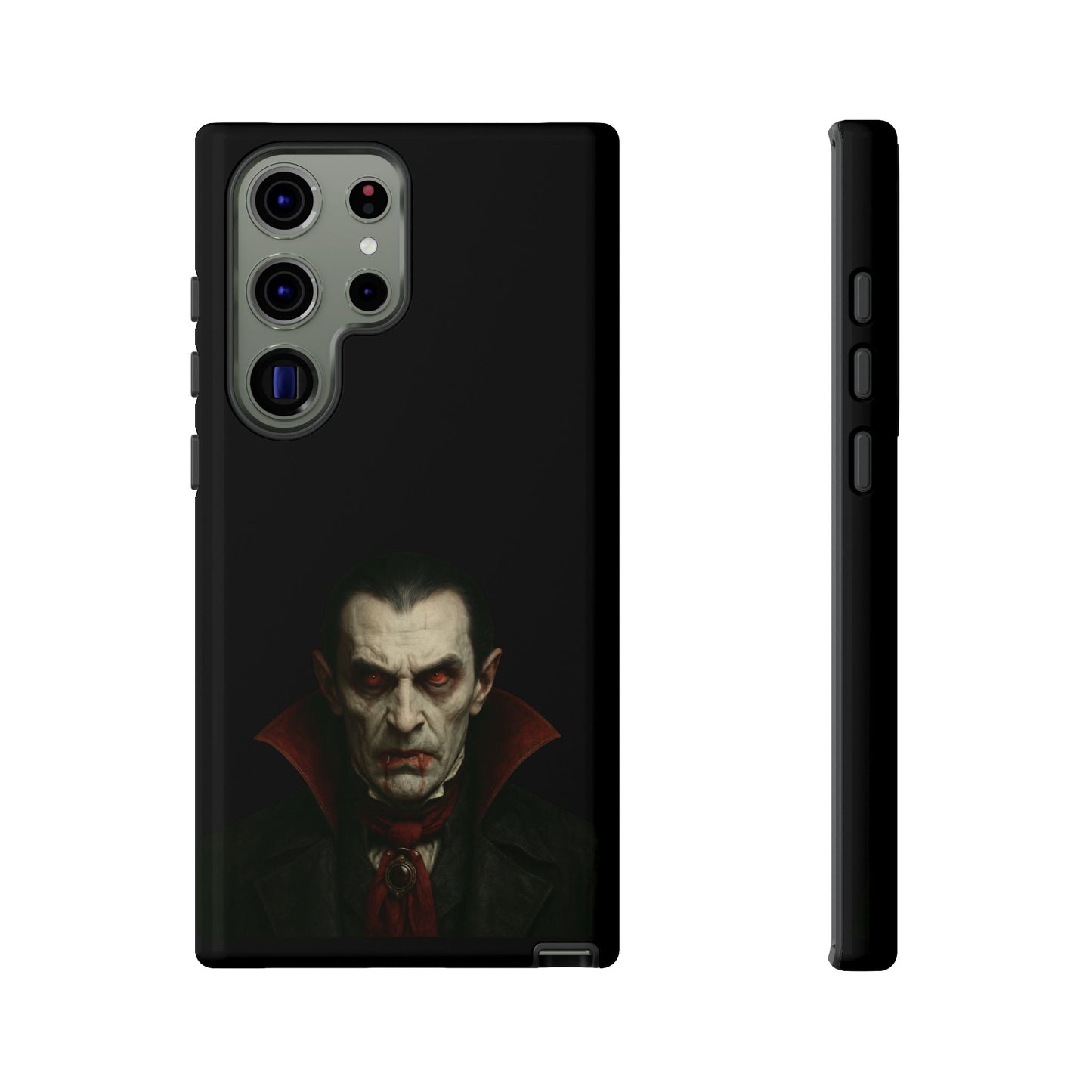 Gothic vampire portrait phone case for iPhone featuring a Dracula horror design, by Printify, with dark, detailed vampire artwork.