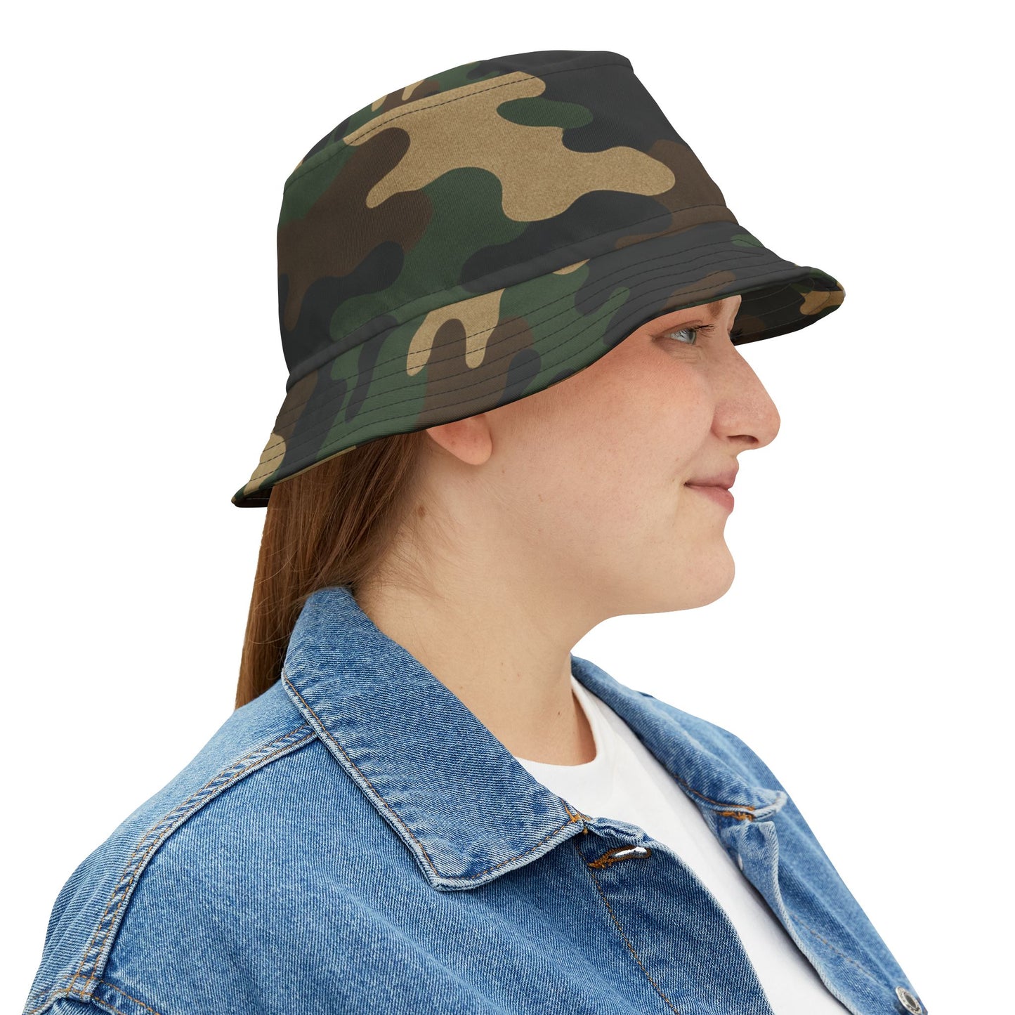 Camouflage Bucket Hat - Trendy AOP Headwear, Summer Fashion Accessory, Outdoor Adventure Cap, Unique Gift for Him/Her, Stylish Festival Hat - TRV