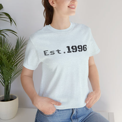Vintage Est. 1996 T-shirt by Printify featuring retro design, perfect birthday gift, casual unisex tee for men and women.
