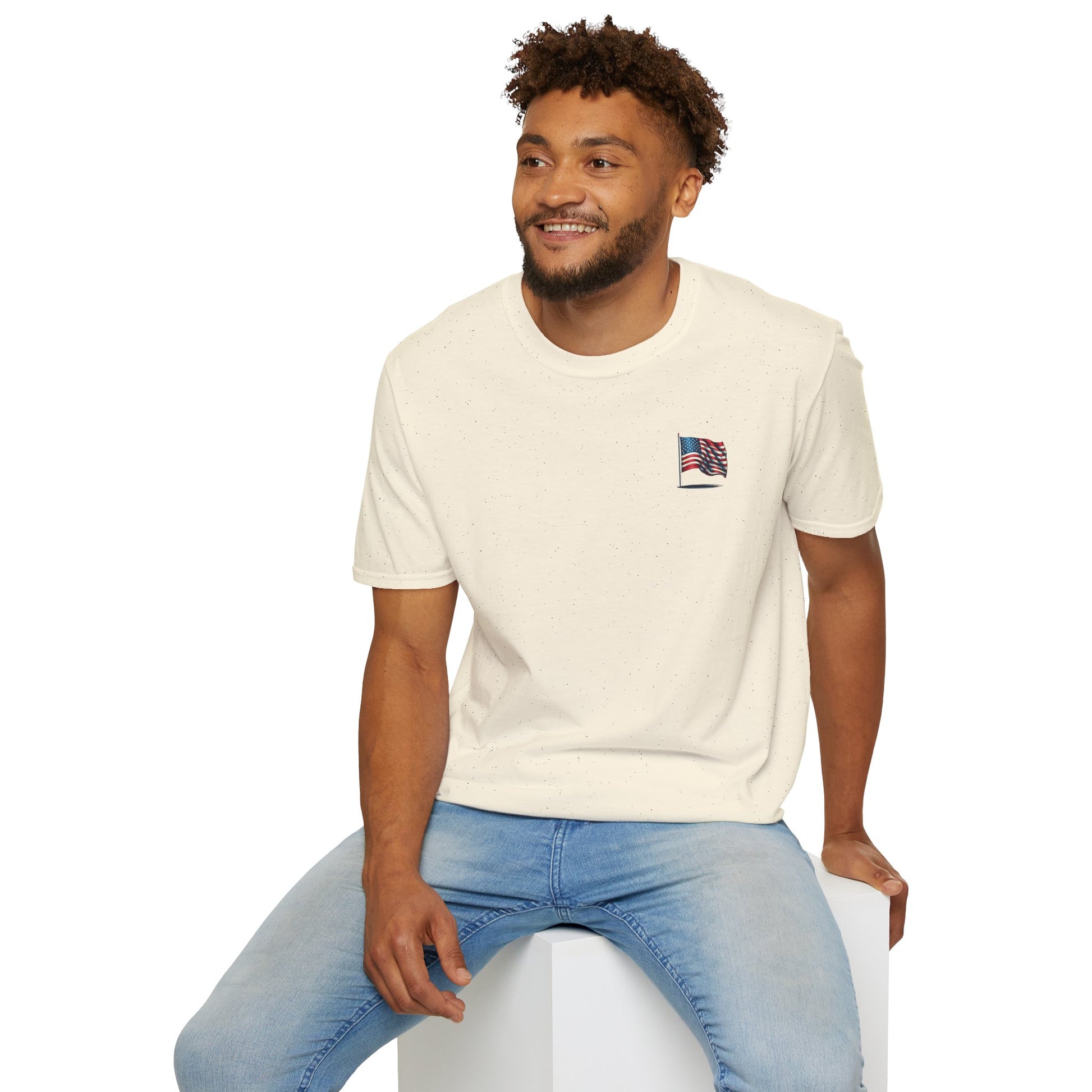 Patriotic Unisex Softstyle T-Shirt, American Flag Tee, USA Pride Shirt, Perfect for Independence Day, Casual Wear - TRV