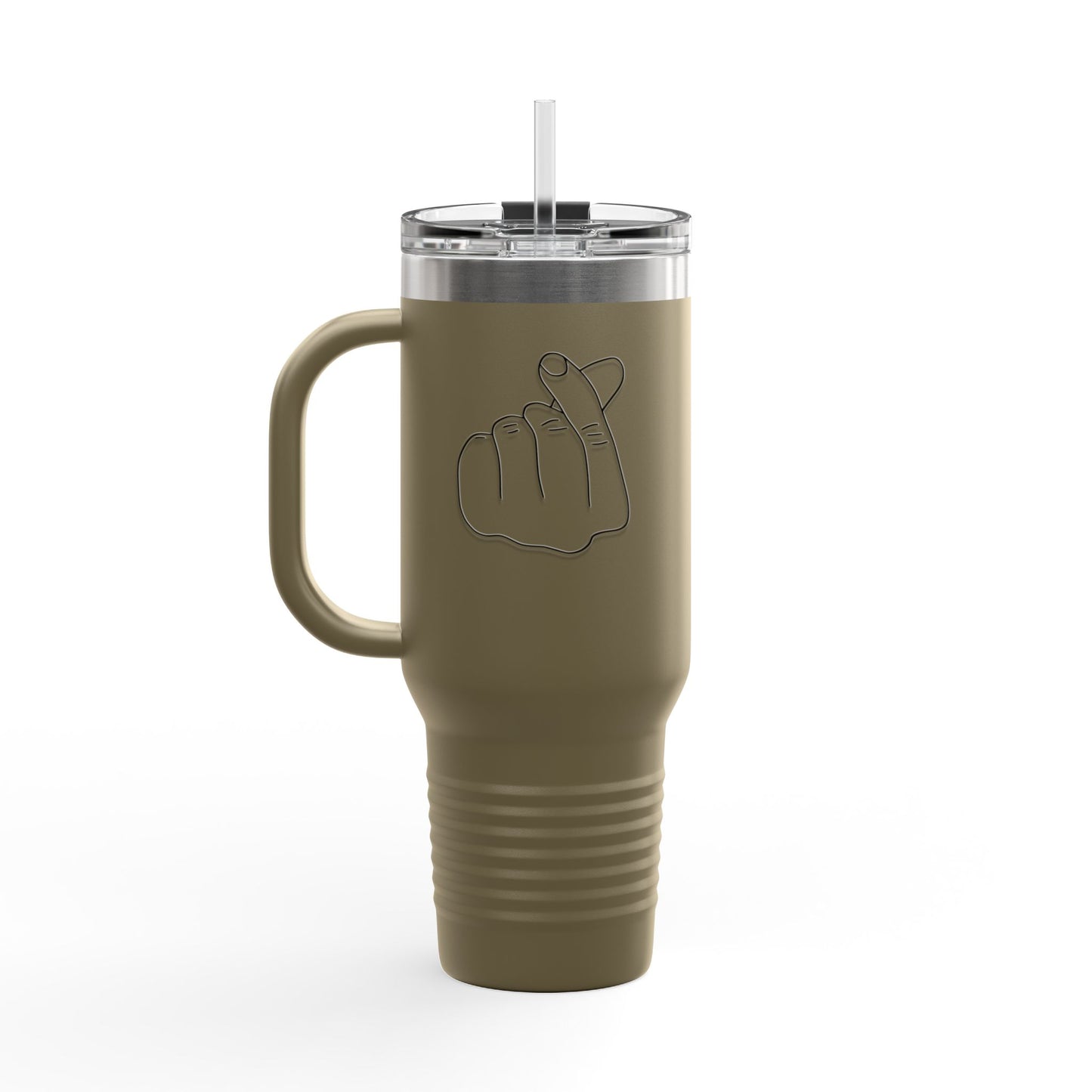 Heart Gesture Insulated Travel Mug - 40oz - Ideal for Coffee Enthusiasts, On-the-Go Drinkers, Valentine's Day Gift, Travel Companion, Large