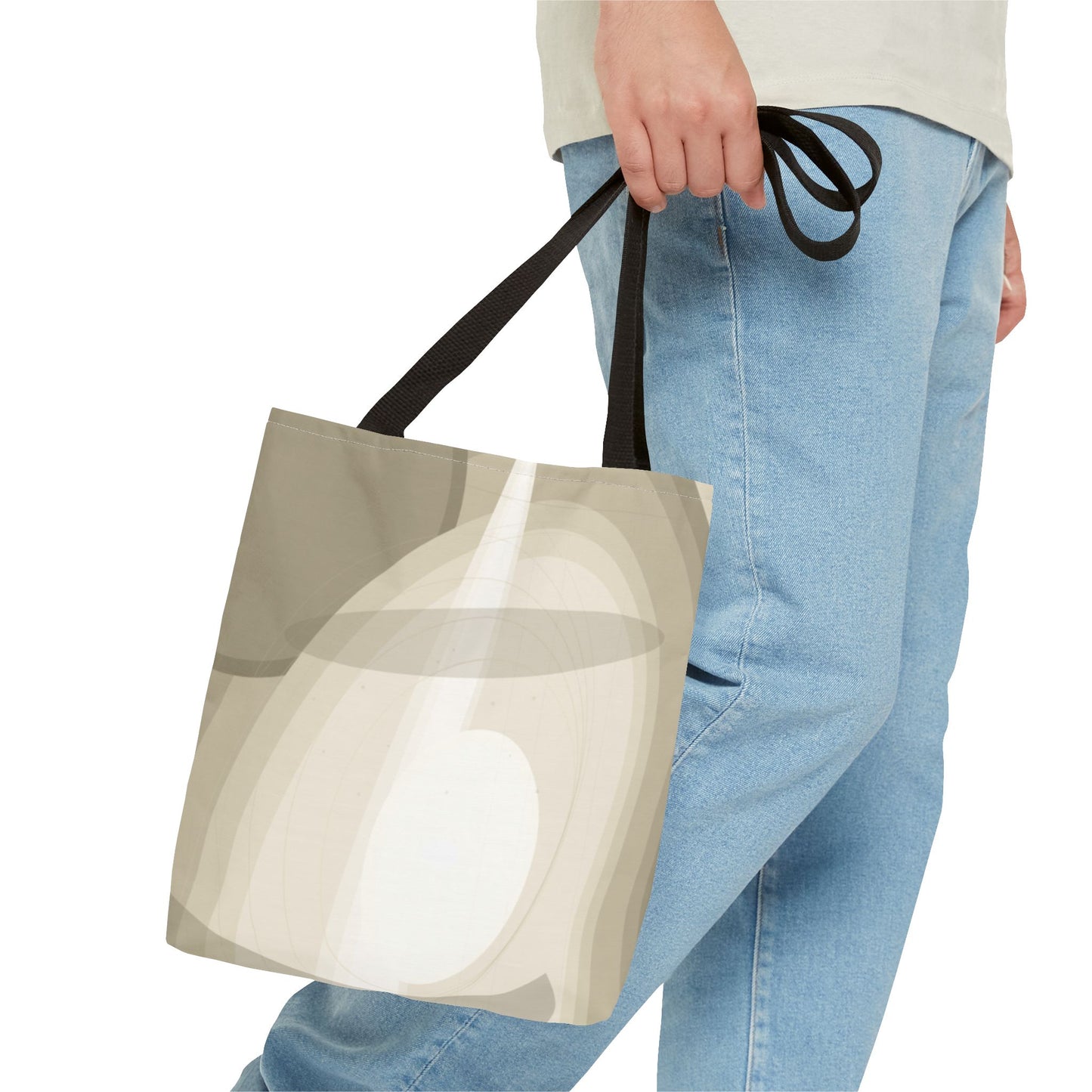 Neutral Abstract Light Beam Tote Bag | Minimalist Geometric Pattern