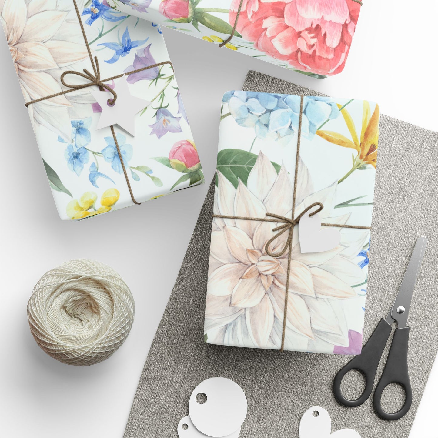 Floral Watercolor Wrapping Paper Roll — Pastel Flowers Gift Wrap for Mother's Day & Spring