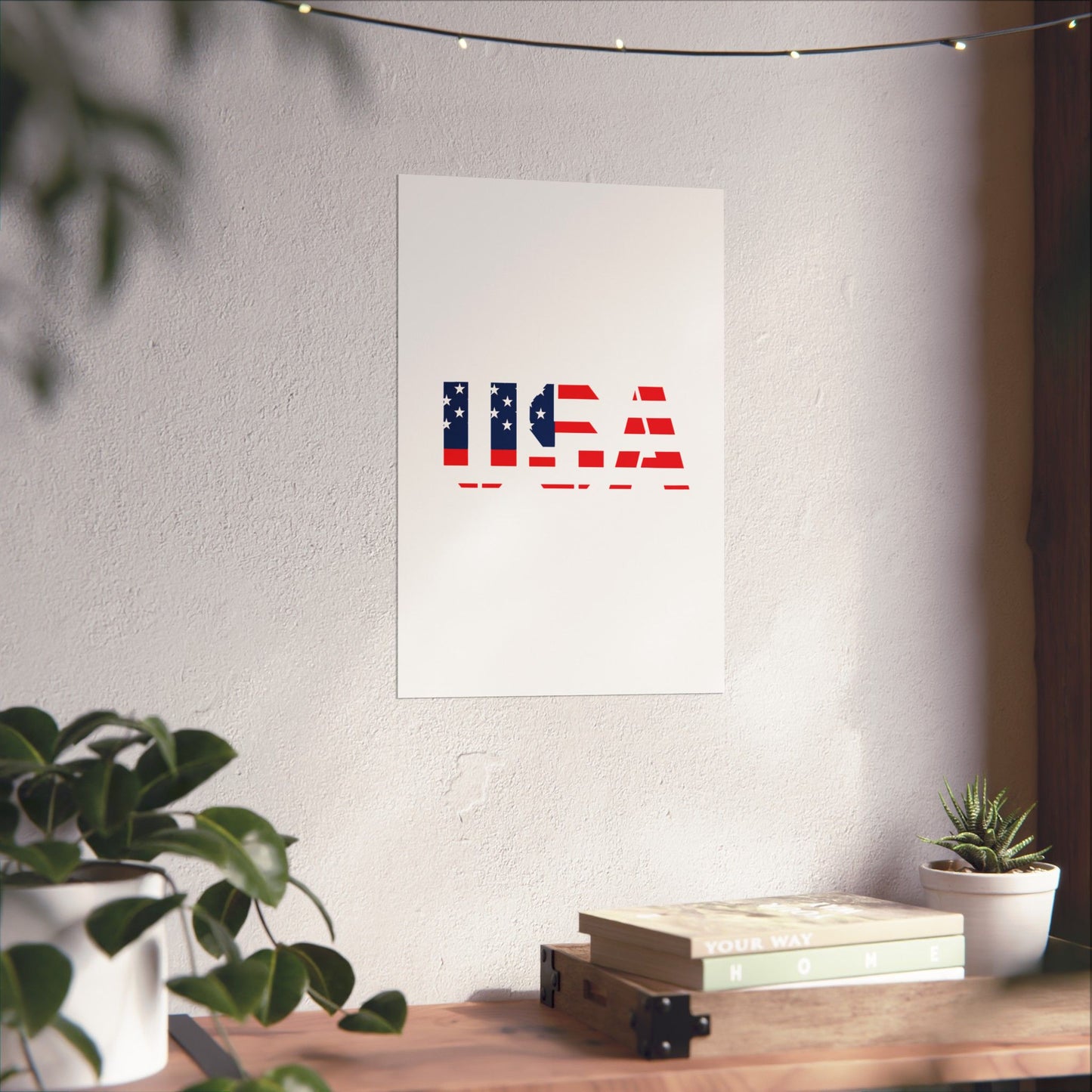 USA Patriotic Wall Art Poster, Red White Blue Home Decor, Fourth of July Decoration, American Flag Art, Independence Day Gift
