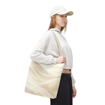 Cream Abstract Waves Tote Bag | Neutral Swirl Pattern