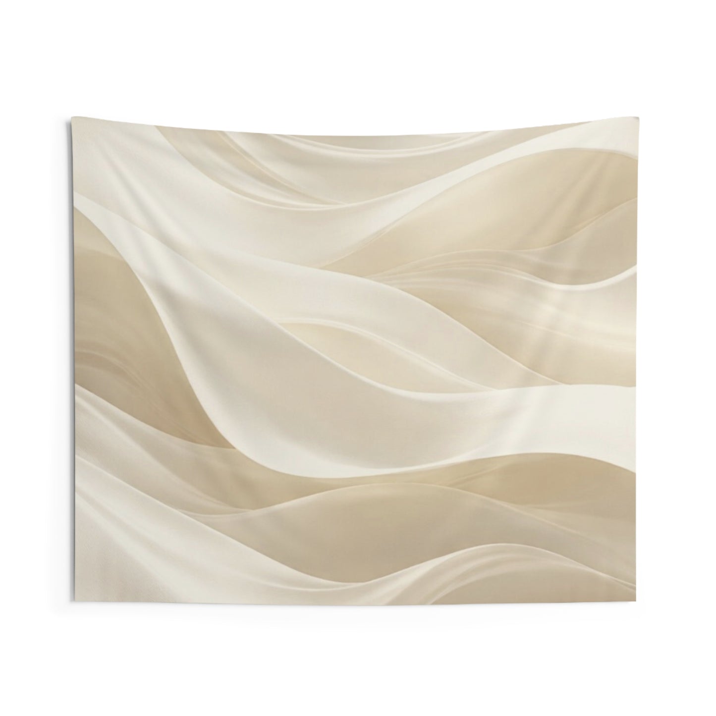 Neutral Wave Abstract Indoor Wall Tapestry | Beige Flowing Fabric Design