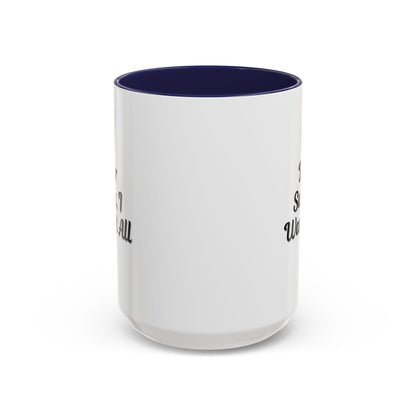 Printify holiday coffee mug with "Dear Santa I Want It All" message, perfect for Christmas gift or festive coffee drinking.