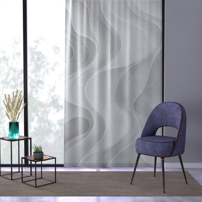 Abstract Gray Wave Window Curtain | Sheer Modern Drapery
