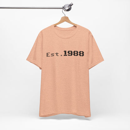 Printify Est. 1988 Retro Logo T-Shirt featuring a vintage-style logo design on a casual cotton tee.