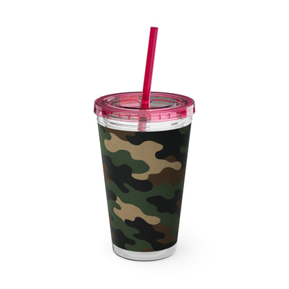 Stylish Camo Tumbler, 16oz Cup with Straw, Perfect for Outdoor Adventures, Gifts for Him, Travel Mug, Eco-friendly Drinkware, Camping - TRV