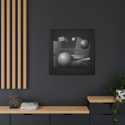 Monochrome Geometric Spheres Canvas Framed Wall Art | Matte Print