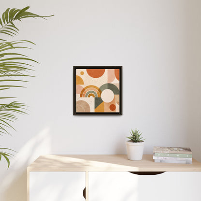 Abstract Terracotta Geometric Rainbow Matte Canvas Framed