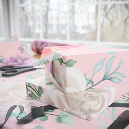 Floral Pink Wrapping Paper Roll — Pastel Peony Gift Wrap for Mother's Day & Birthdays