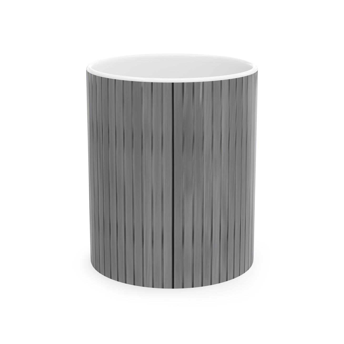Gray Vertical Stripe Ceramic Mug — Modern Minimalist Coffee Cup (11oz, 15oz)