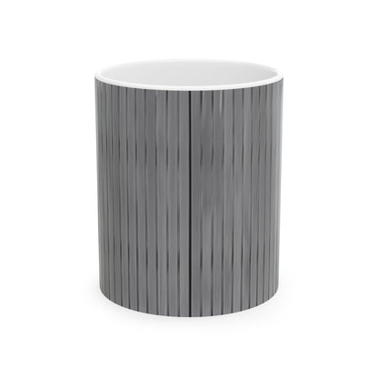 Gray Vertical Stripe Ceramic Mug — Modern Minimalist Coffee Cup (11oz, 15oz)