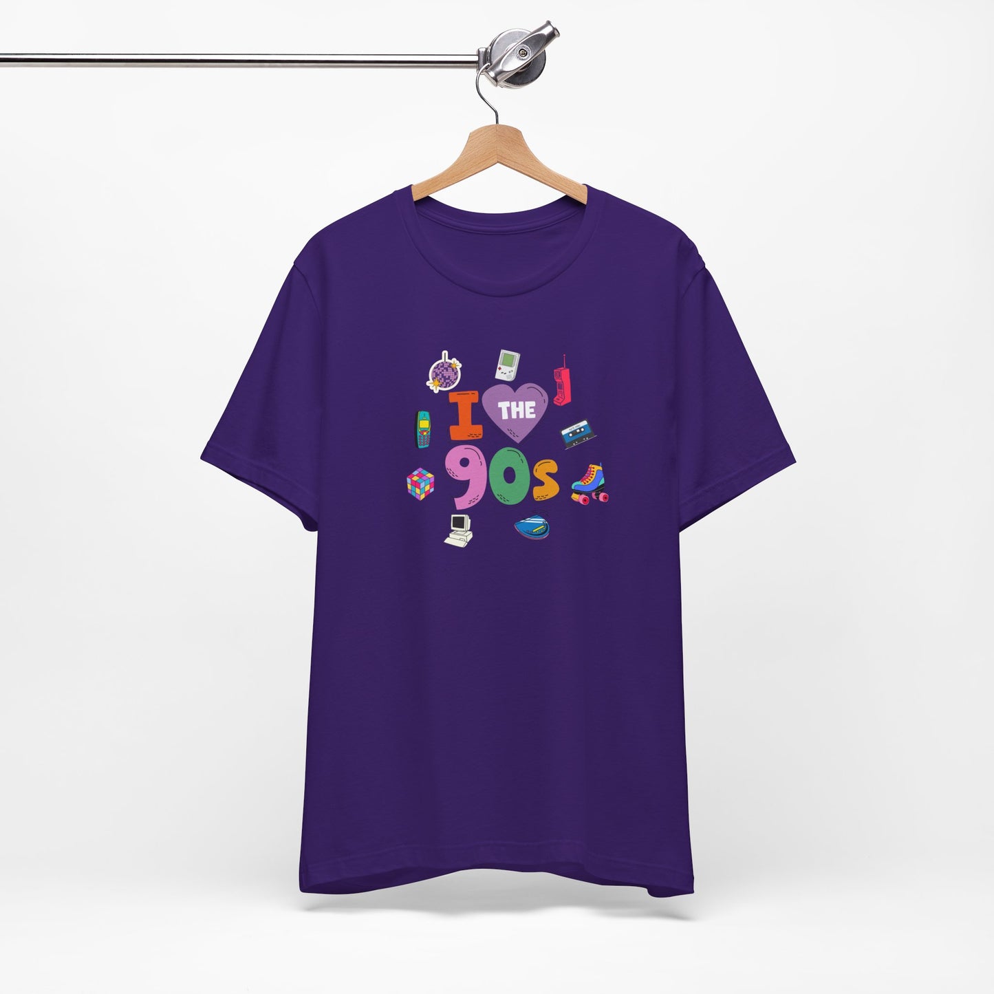I  Love the 90's Short Sleeve Tee - Retro Graphic Tee, Vintage Style Shirt, Perfect for Casual Outings, 90s Nostalgia Apparel