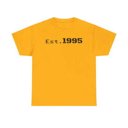 Unisex Heavy Cotton Tee - Est. 1995, Vintage Birthday Gift, Customizable Tee, Retro Unisex Shirt, Casual Everyday Wear