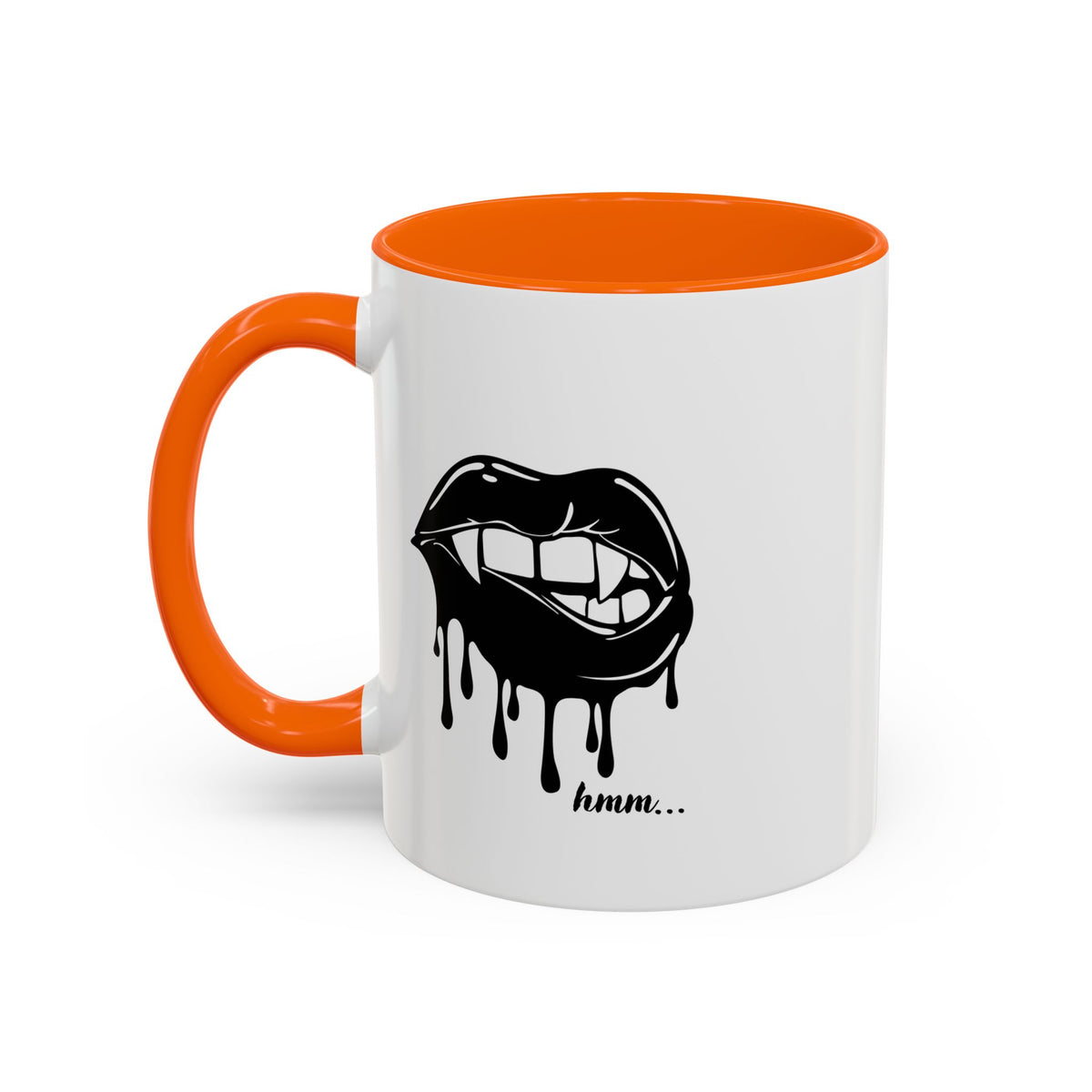 Black accent Dripping Bite Coffee Mug by Printify, 11oz or 15oz, featuring a unique dripping design on a ceramic mug.