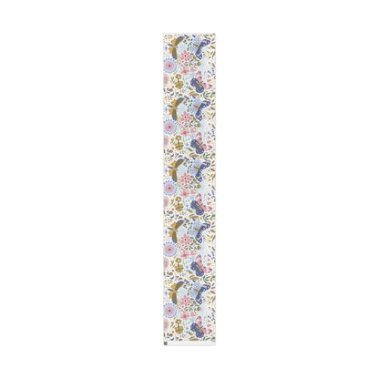 Floral Butterfly Wrapping Paper Roll — Elegant Blue & Gold Garden Gift Wrap