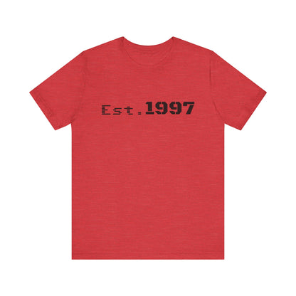 Vintage 1997 Established T-Shirt by Printify, featuring bold print and classic crew neck design.
