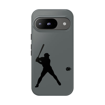 Black baseball silhouette tough phone case for iPhone, protective sporty design by Printify, showcasing a durable, rugged cover.