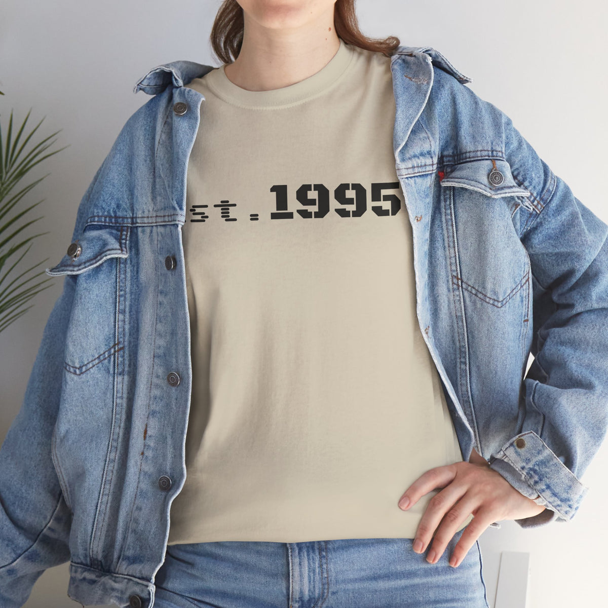 Vintage minimalist Est. 1995 T-shirt by Printify featuring a simple "Born in 1995" design on a classic tee.
