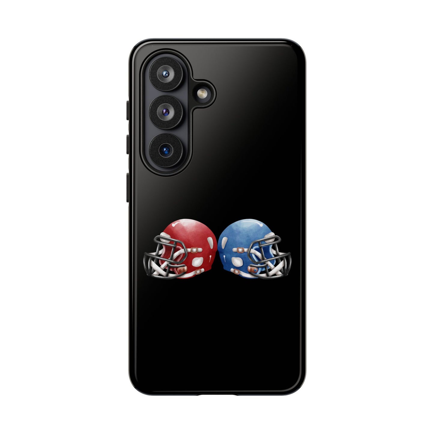 Red and blue football helmet tough phone case for iPhone, protective Printify branded cover with detailed helmet design.
