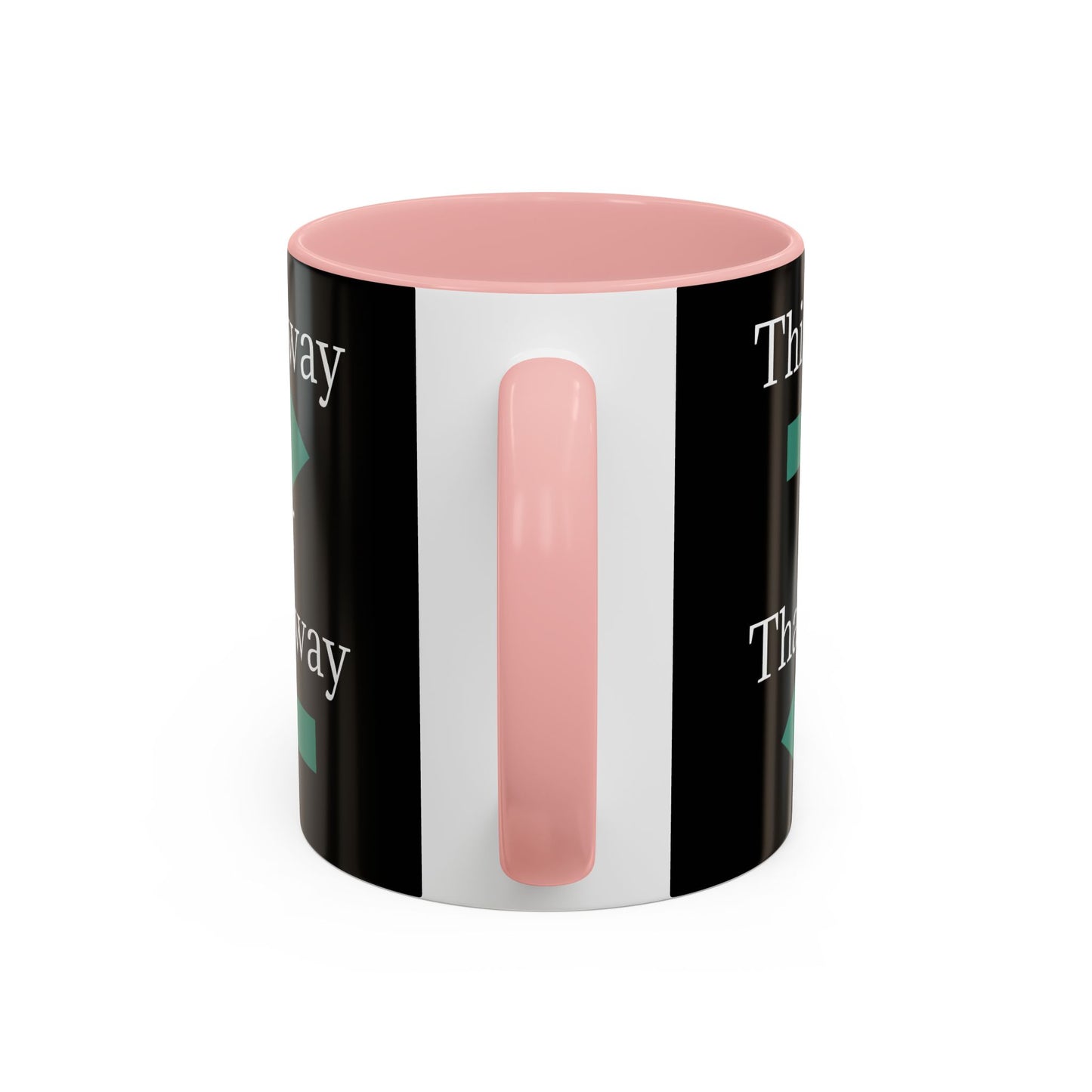 Ceramic coffee mug with "This Way or That Way" arrow design in 11oz or 15oz sizes, featuring a white Finish and printed by Printify.