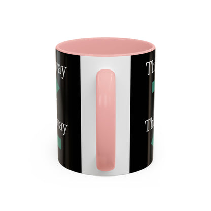 Ceramic coffee mug with "This Way or That Way" arrow design in 11oz or 15oz sizes, featuring a white Finish and printed by Printify.