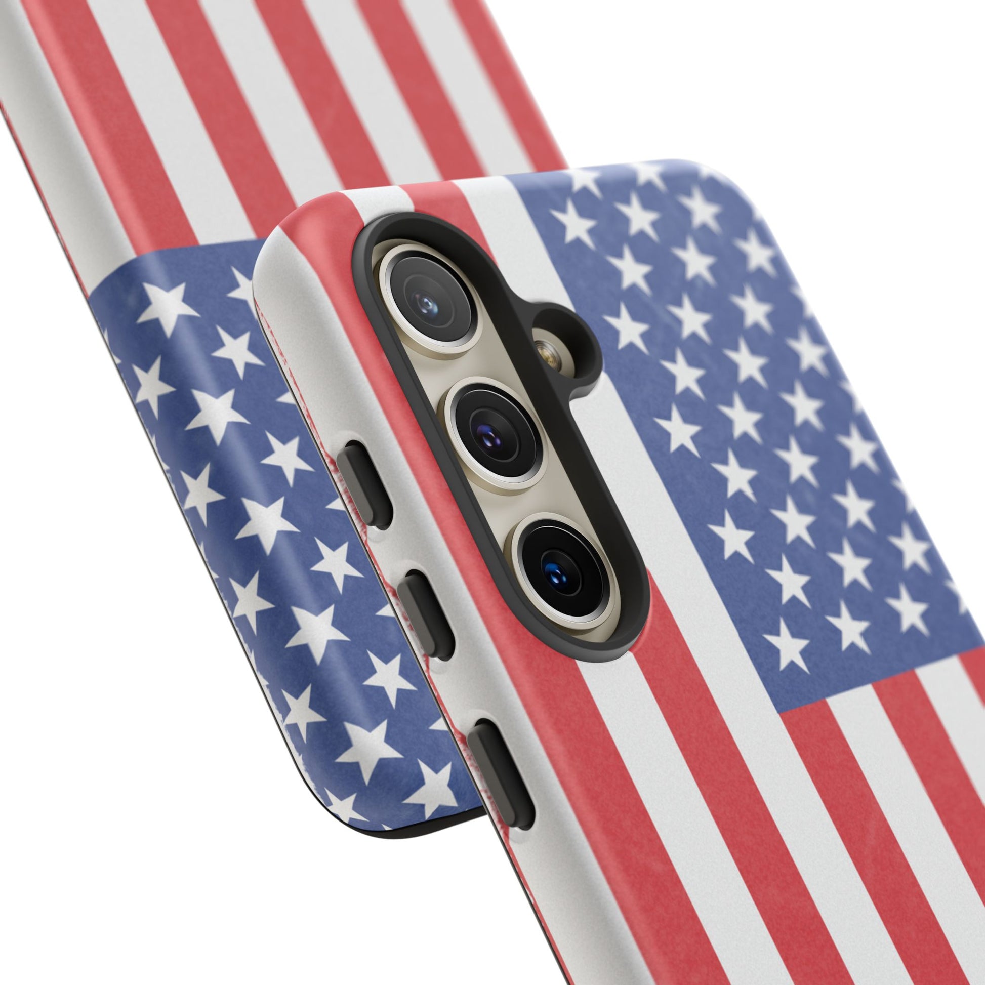 American flag tough phone case for iPhone by Printify, durable patriotic cover with bold flag design on a sturdy protective case.