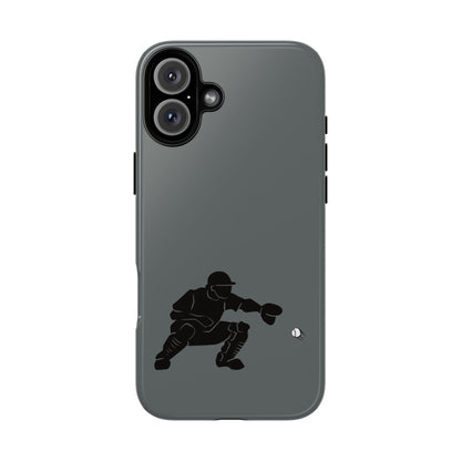 Printify Baseball Catcher phone case, tough protective cover for smartphones, featuring a baseball catcher design.