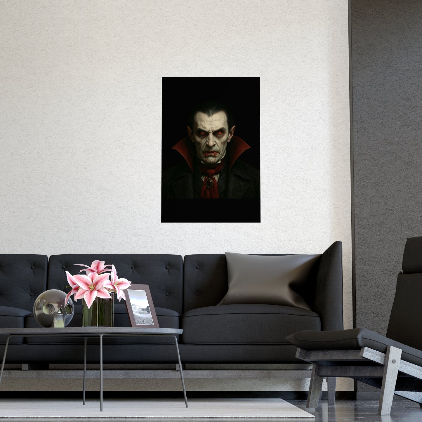 Gothic Vampire Art Poster, Spooky Wall Decor, Horror Room Accent, Perfect for Halloween, Gothic Decor, Home Office Artwork - TRV