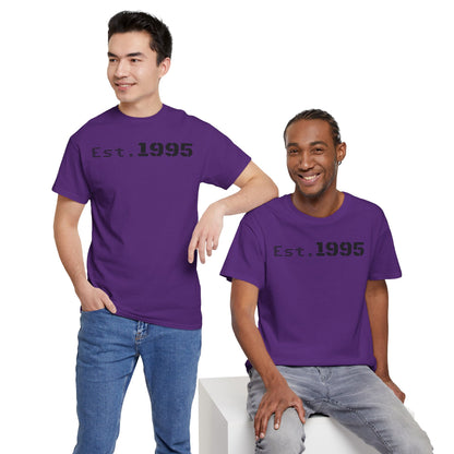 Unisex Heavy Cotton Tee - Est. 1995, Vintage Birthday Gift, Customizable Tee, Retro Unisex Shirt, Casual Everyday Wear