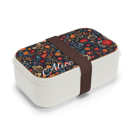 Floral Personalized Bento Lunch Box, Custom Meal Prep Container, School Lunch Idea, Eco-Friendly Snack Box, Gift for Kids, Cute Food Storage - TRV