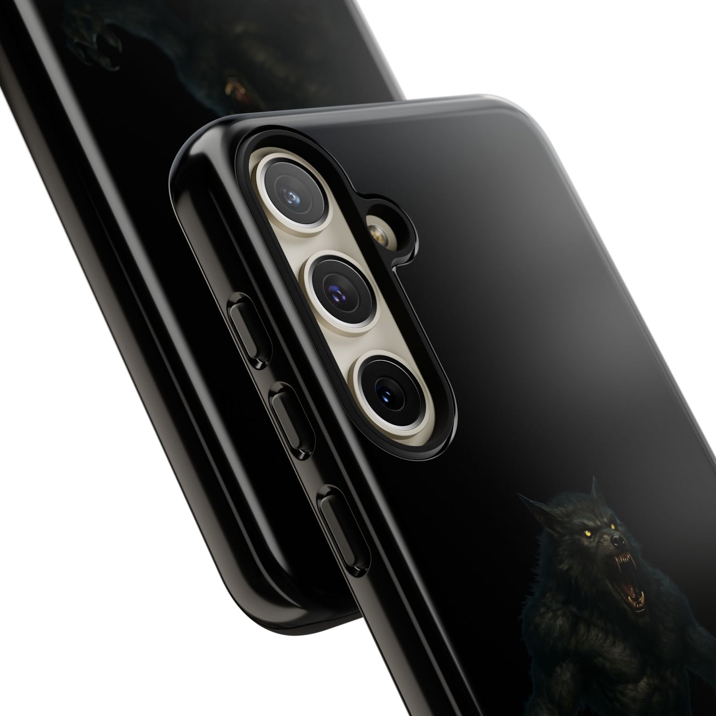 Dark werewolf graphic phone case by Printify, featuring a tough protective design and monster illustration for smartphones.