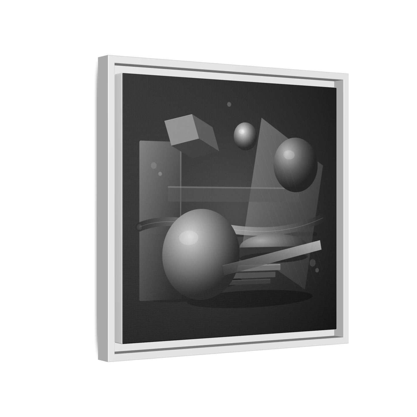 Monochrome Geometric Spheres Canvas Framed Wall Art | Matte Print