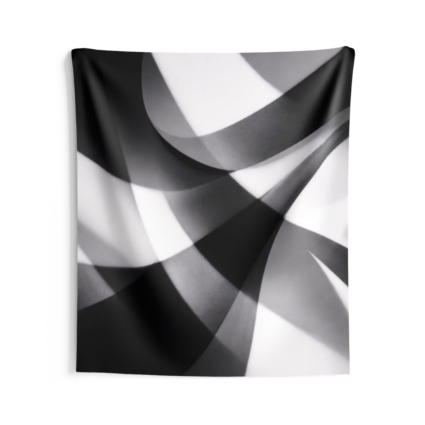 Monochrome Flow Wall Tapestry — Abstract Black & White Geometric Decor
