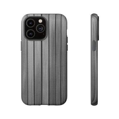 Ribbed metal texture phone case for iPhone by Printify, featuring a tough protective design with a stylish metallic finish.
