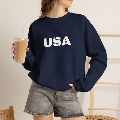 Printify USA crewneck sweatshirt featuring patriotic design, cozy fit, perfect for all seasons and casual wear.