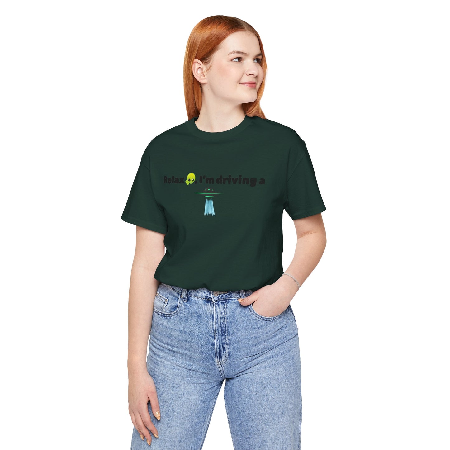 Alien Driving Unisex Tee - Fun Casual Shirt, Gifts for UFO Lovers, Quirky Humor T-Shirt, Perfect for Road Trips, Unique Birthday Present